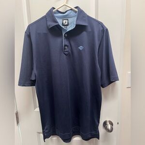 FootJoy Men's Dark Blue Polo with Striped Collar